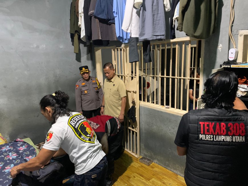 ‎Perkuat Sinergitas, Kanwil Ditjenpas Lampung Gandeng Polres Lampung Utara Sidak Lapas Kelas IIA Kotabumi