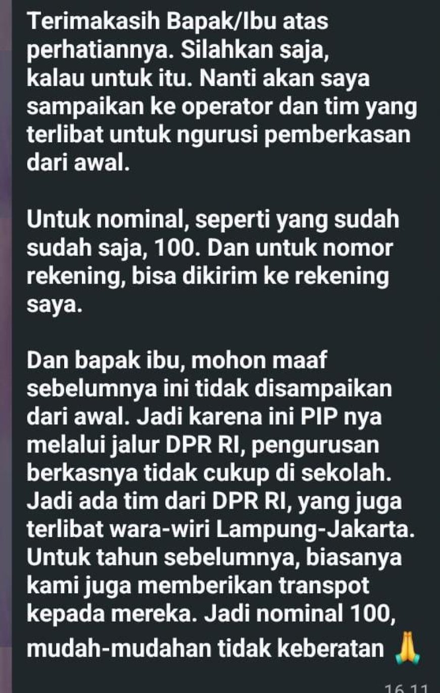 Dugaan Pungli PIP Atas Namakan DPR-RI ‎Ubah Jadi Pembayaran Pesantren Dan SPP ‎
