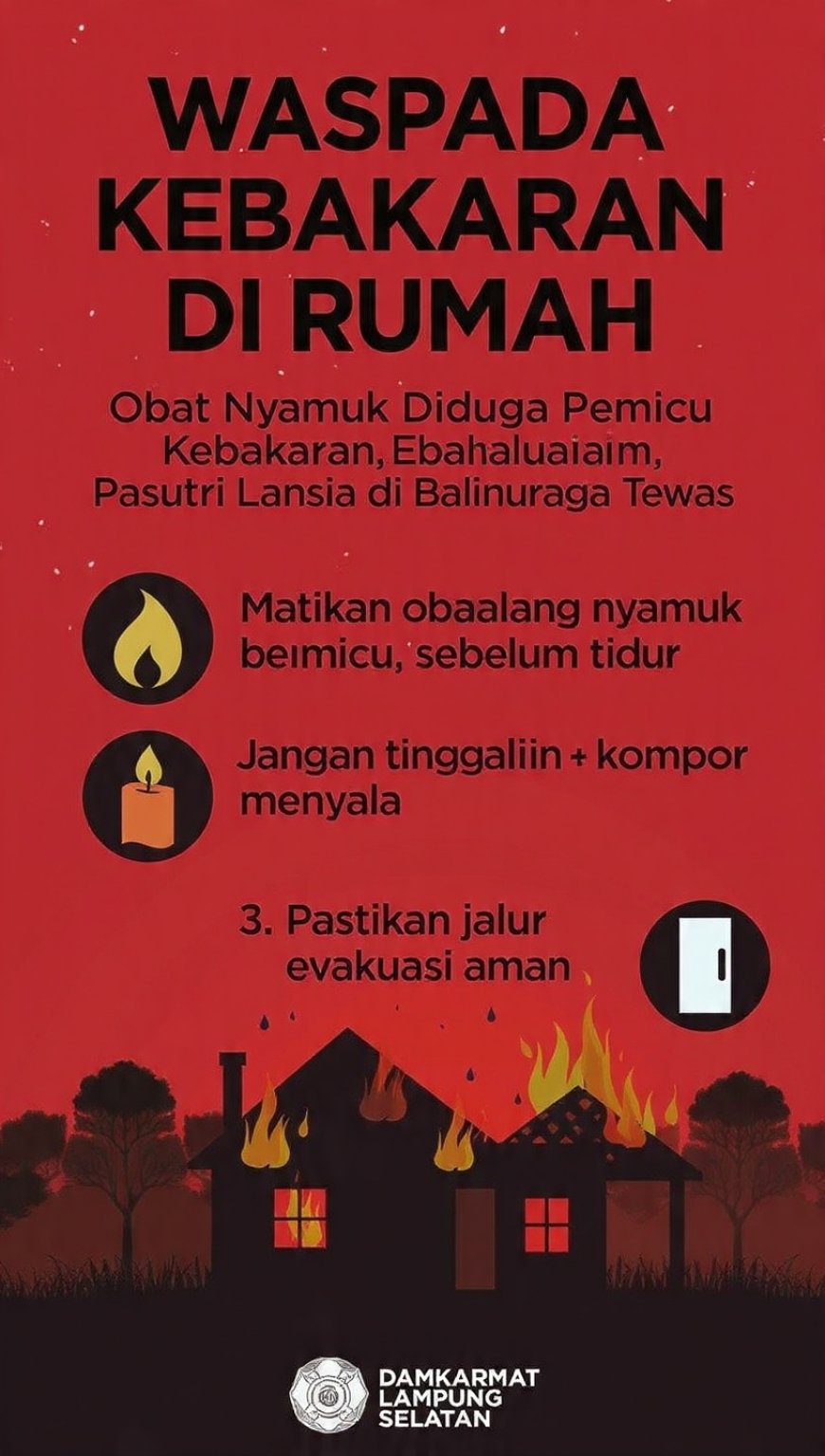 Obat Nyamuk Diduga Pemicu Kebakaran, Pasutri Lansia di Balinuraga Tewas Terpanggang